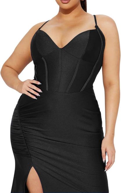 Women's Classic Bodycon Wedding Guest Dress Formal Cocktail Party Evening Gown