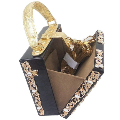 Boutique De FGG Acrylic & Flower Designer Shoulder Bags for Women Crossbody Bag Rhinestones Box Tote Evening Handbags,Small