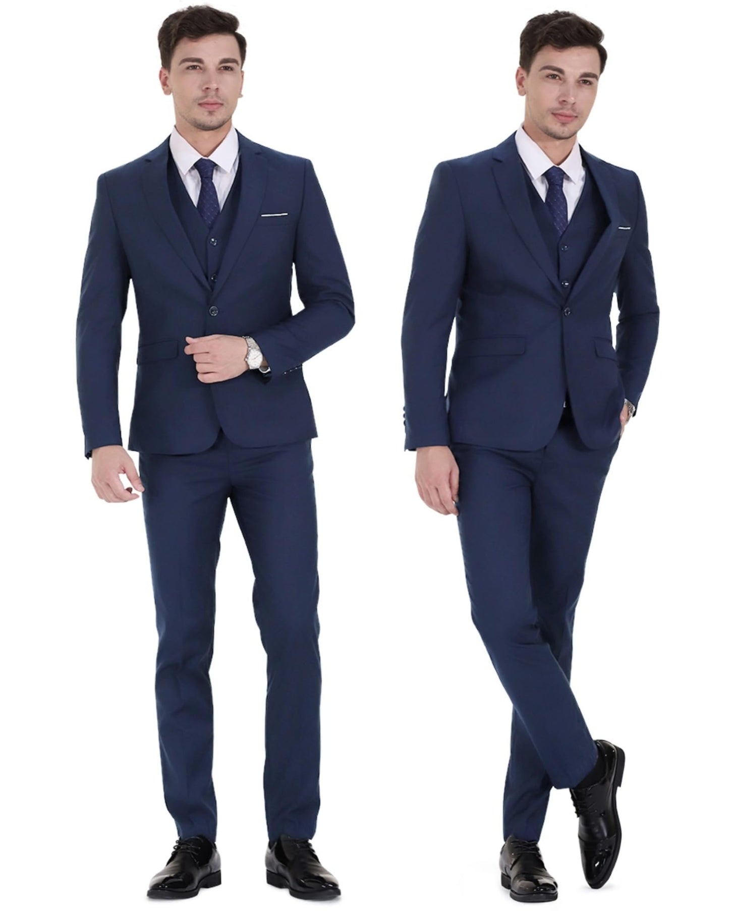 Cloudstyle Mens 3-Piece Suit Notched Lapel One Button Slim Fit Formal Jacket Vest Pants Set