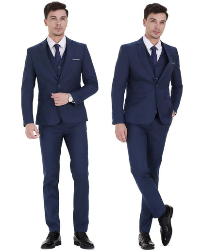 Cloudstyle Mens 3-Piece Suit Notched Lapel One Button Slim Fit Formal Jacket Vest Pants Set