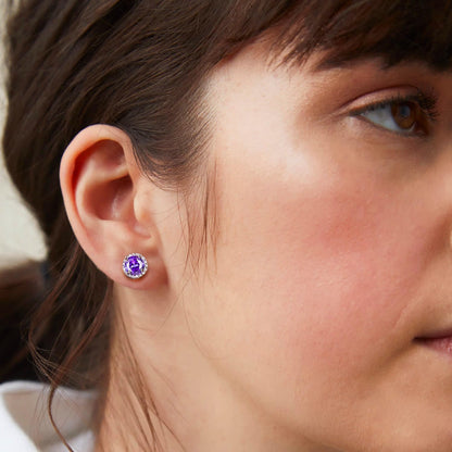 MILACOLATO Cubic Zirconia Stud Earrings for Women Men | 18K Gold Plated Hypoallergenic Sterling Silver Post Earrings | Big Brilliant Simulated Diamond CZ Halo Stud Earrings for Sensitive Ears