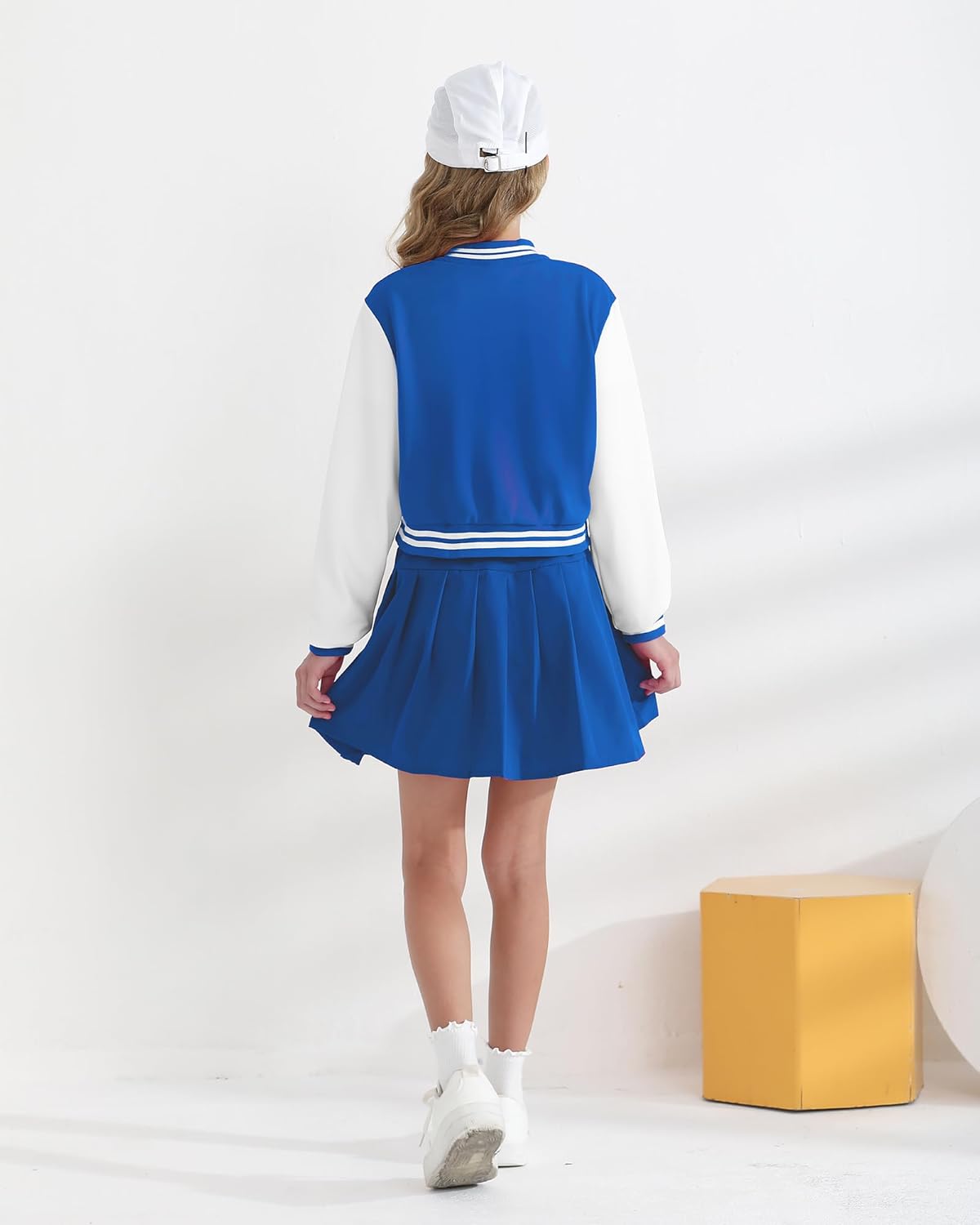 Girls 2 Piece Outfits Skirt Set Button up Jacket Sweatshirt and Pleated Mini Skirts Fall Winter Clothes Size 7-14Y