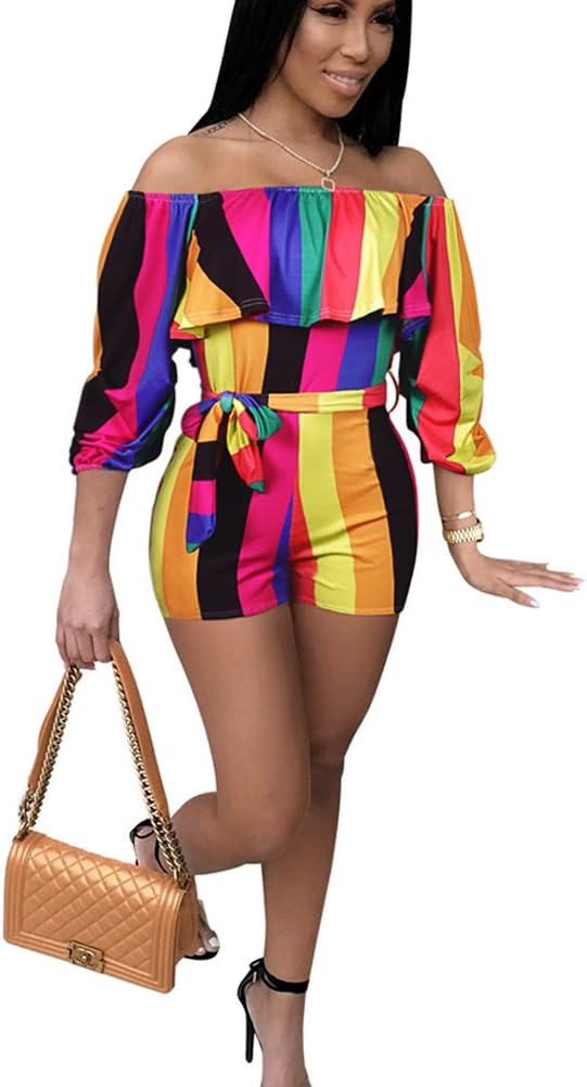 Sexy Two Piece Shorts Set - African Floral Jumpsuits Rompers Vacation Club Outfit