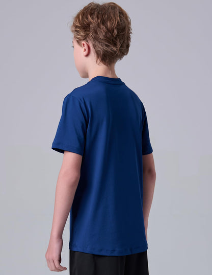 5 Pack Boys Athletic Shirts, Youth Activewear Dry Fit Tshirts for Kids, Short Sleeve Tees, Bulk Athletic Performance Clothing
