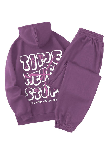 SOLY HUX Women's 2 Piece Outfits Letter Graphic Drawstring Long Sleeve Hoodies Sweatshirt and Sweatpants Set