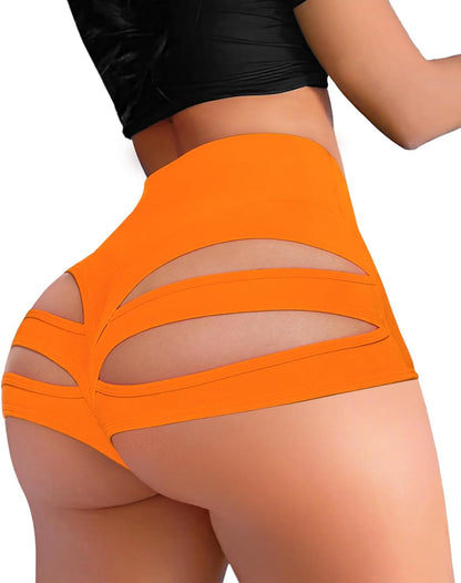 Cut Out Yoga Shorts Booty Butt Lifting Scrunch Shorts High Waisted Workout Gym Active Hot Pants