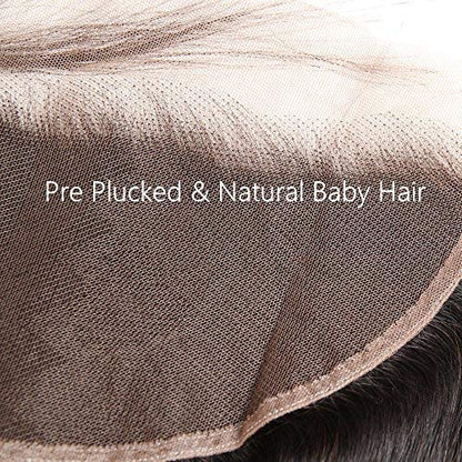 Hd Closure 5x5 Straight Closure 5x5 Transparent Lace Closure 12A Virgin Remy Human Hair Frontal Closure Pre Plucked With Baby Hair Natural Black Color(14inch)
