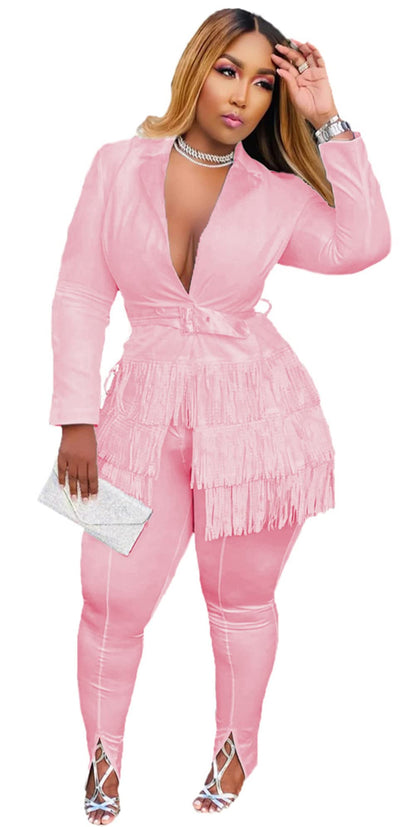 Womens Sexy 2 Pieces Graffiti Print Blazer Suit Pants Set Nightclub Tracksuit Outfit Set