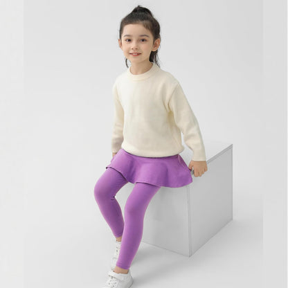 Trendy Girls' Leggings with Skirt - 2 Pack of Cotton Ruffle Skirt Pants for Kids for 3-8 Years