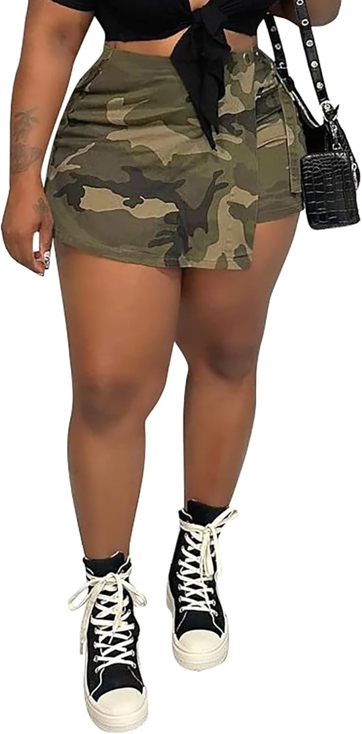 NRTHYE Womens High Waisted Camo Shorts Casual Trendy Short Pants Summer Shorts with Pockets