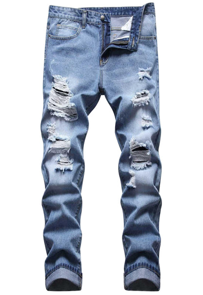 Boy's Skinny Fit Ripped Destroyed Distressed Fashion Kids Denim Jeans Pants