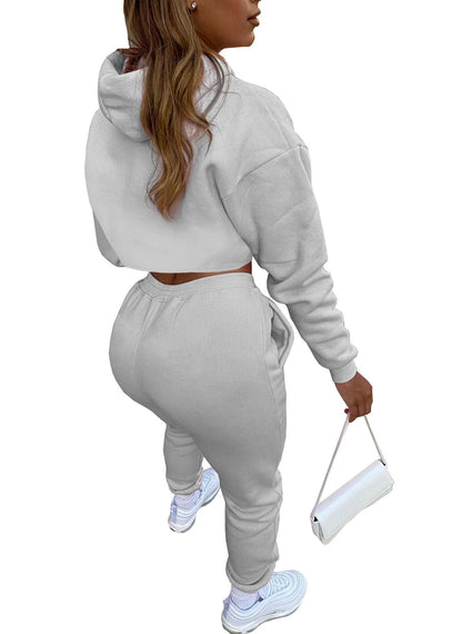 Adogirl Women 3 Piece Outfits Tracksuits Set Sexy Long Sleeve Pullover Hoodie Tank Crop Tops Jogger Sweatpants Sweatsuits