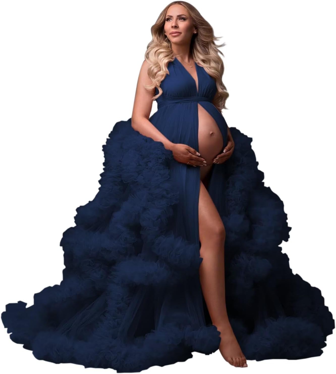 yinyyinhs Tulle Robe Maternity Dress for Photoshoot Sheer Puffy Bridal Lingerie Bathgown Pregnancy Gown for BabyShower