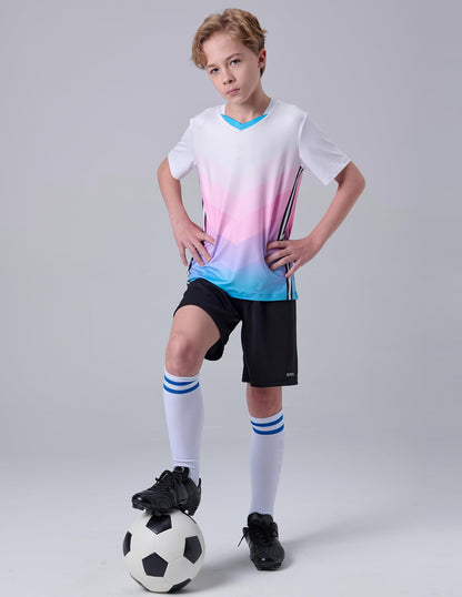 5 Pack Boys Athletic Shirts, Youth Activewear Dry Fit Tshirts for Kids, Short Sleeve Tees, Bulk Athletic Performance Clothing