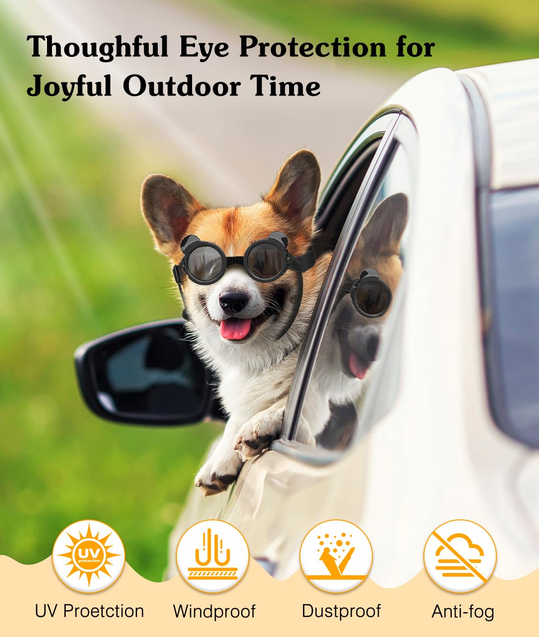 Small Dog Sunglasses UV Protection Goggles Eye Wear Protection with Adjustable Strap Doggy Heart Shape Anti-Fog Sunglasses for Pet Dogs Sun Glasses Doggie Windproof Glasses, Pink