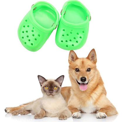 4 PCS Small Dog Sandals, Shoes for Dogs, Candy Colors Dog Sandals for Photo, Doggy Rubber Slipper Shoes Pink