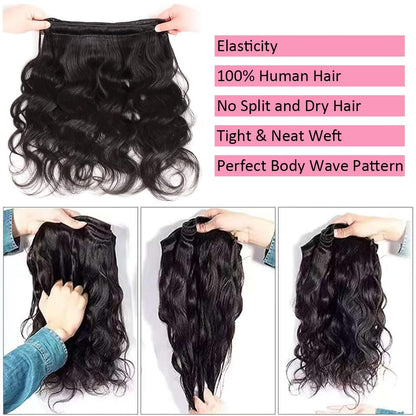 14A Body Wave Bundles Human Hair 20 22 24 Inch 100% Brazilian Virgin Real Raw Human Hair Bundles Body Wave Thick Weave Natural Color (20 22 24 Inch)