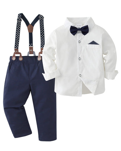 DISAUR Baby Boy Clothes Suits Toddler Dress Shirt With Bowtie Suspender Pants Outfit Sets Gentleman Wedding 1-6 Years