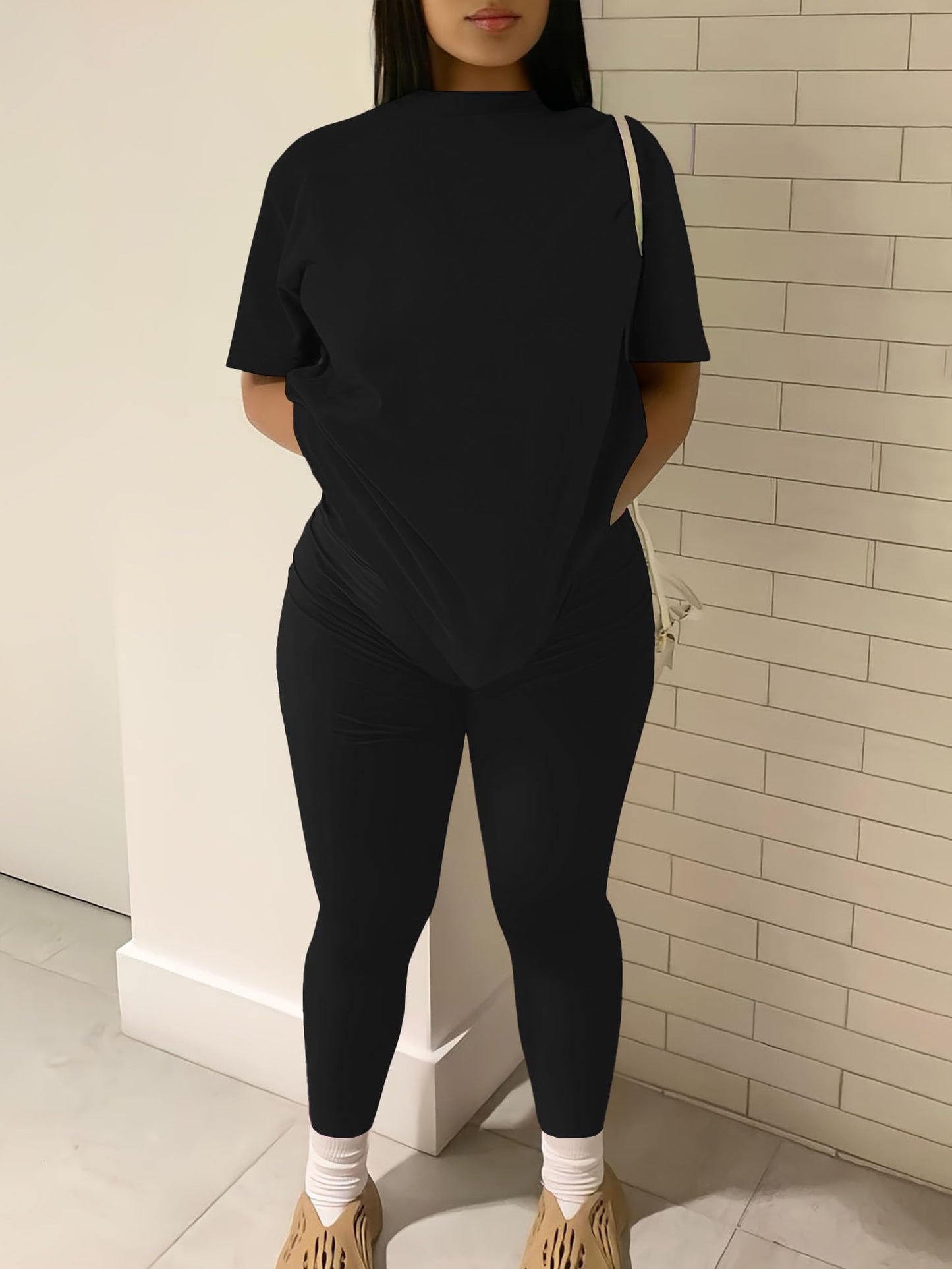 Nimsruc Women 2 Piece Outfits Summer Lounge Set Matching Jogger Sets Short Sleeve Tracksuit Loungewear Sweatsuits