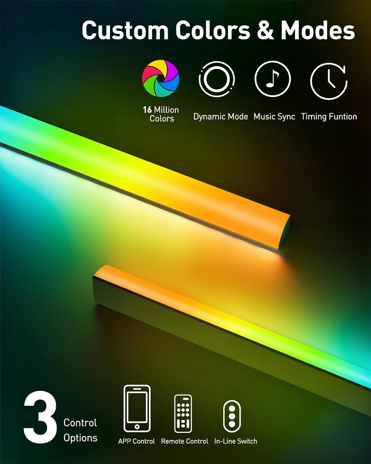 Perlegear Pre-Assembled TV Wall Mount with LED Lights for 26-65 inch TVs up to 99 lbs, Max VESA 400x400mm, Swivel, Extension, Tilt, TV Backlights with Music Sync, Fits 16”/12” Wood Studs, PGMF20