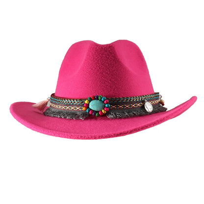 Ibeauti Cowboy Hat with Fringed Bandana Set for Women Wide Brim Western Cowgirl Hat Paisley Head Wrap Scarf
