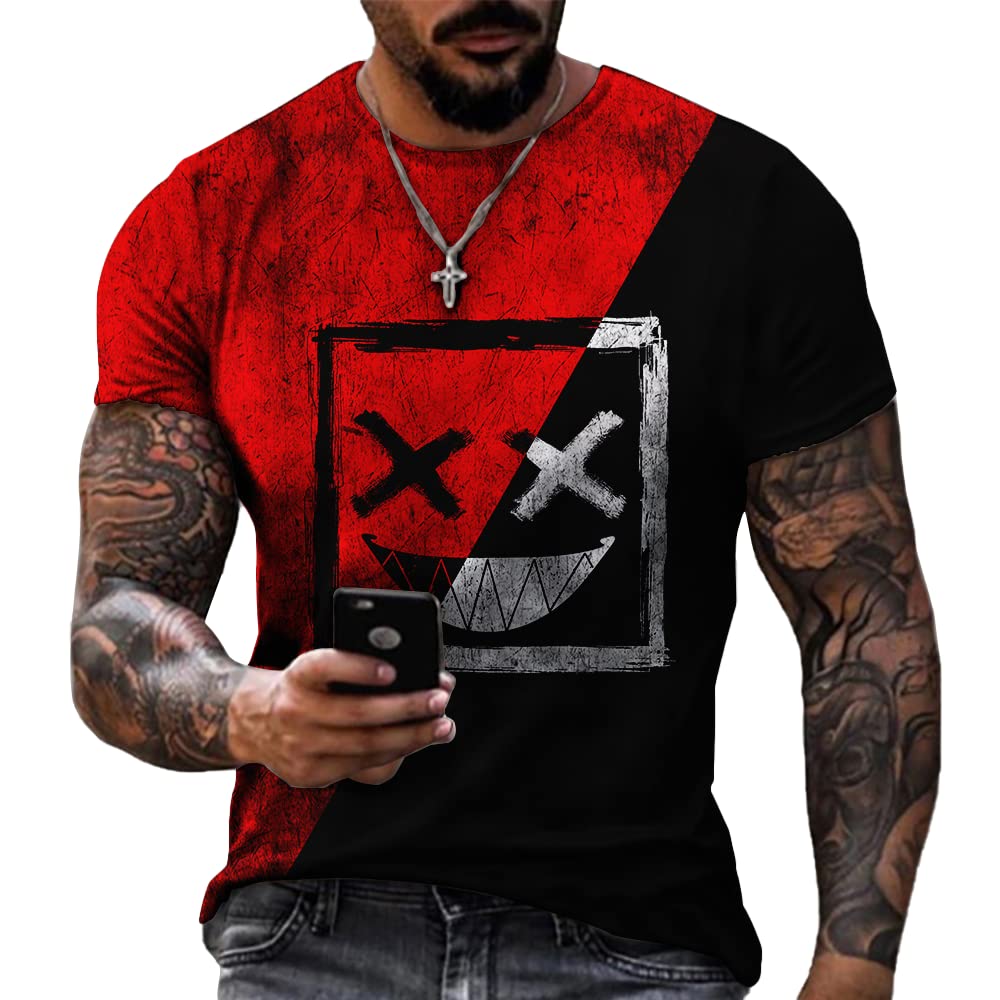Men's Muscle Fitness Short Sleeve Printed Personalized Fashion Sweatshirt Fashionable T-Shirt