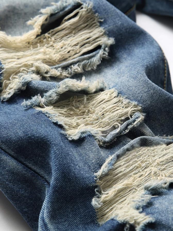 Boy's Skinny Fit Ripped Destroyed Distressed Fashion Kids Denim Jeans Pants