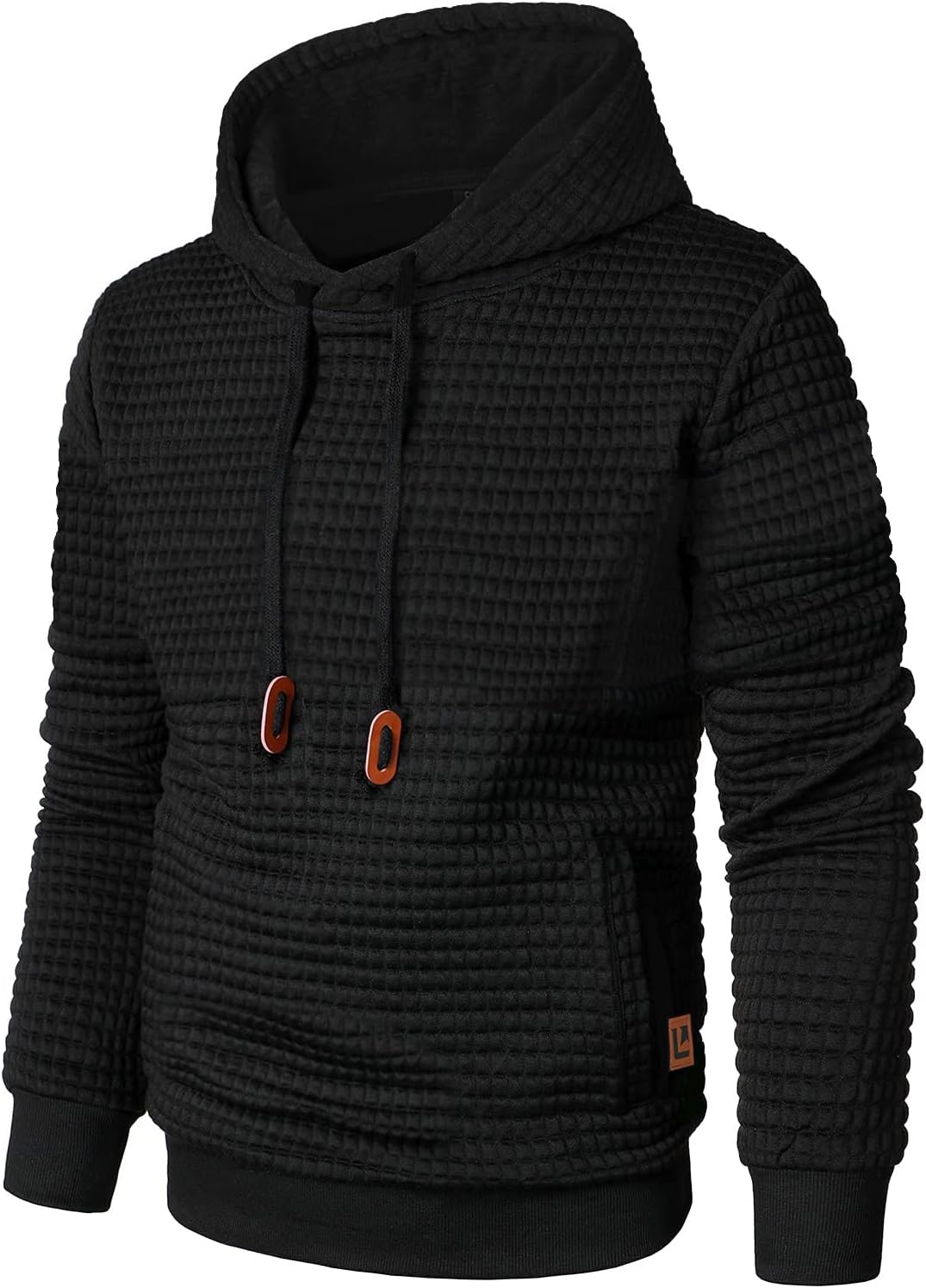 Men’s Sweatshirts Long Sleeve Pullover Patchwork Plaid Jacquard Hoodie Casual Drawstring Hoody Top