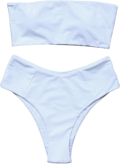 OMKAGI Women Bandeau Bikini Swimsuits Cheeky Off Shoulder Bathing Suit
