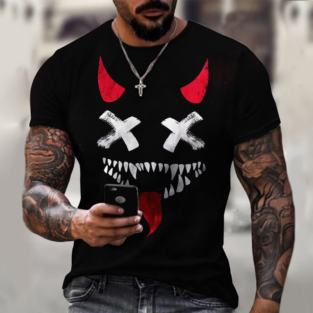 Men's Muscle Fitness Short Sleeve Printed Personalized Fashion Sweatshirt Fashionable T-Shirt