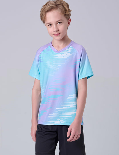 5 Pack Boys Athletic Shirts, Youth Activewear Dry Fit Tshirts for Kids, Short Sleeve Tees, Bulk Athletic Performance Clothing