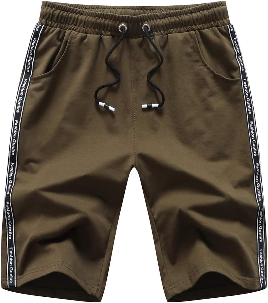 Big Boy's Casual Shorts Summer Cotton Classic Fit Drawstring Elastic Waist Beach Shorts with Pockets