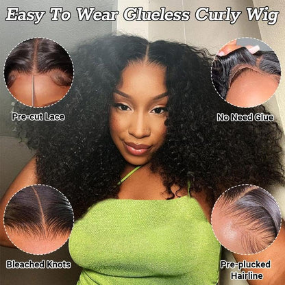 Asteria Curly Human Hair Wig 7x4 Ready To Wear Glueless Wigs Human Hair Pre Plucked Pre Cut Curly Lace Front Wigs Human Hair Wigs For Black Women 16 Inch