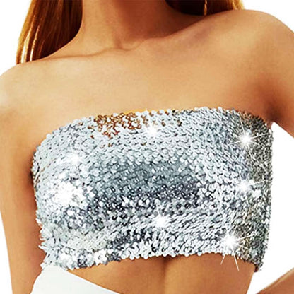 Nicute Sequin Tube Top Sparkly Crop Tops for Women