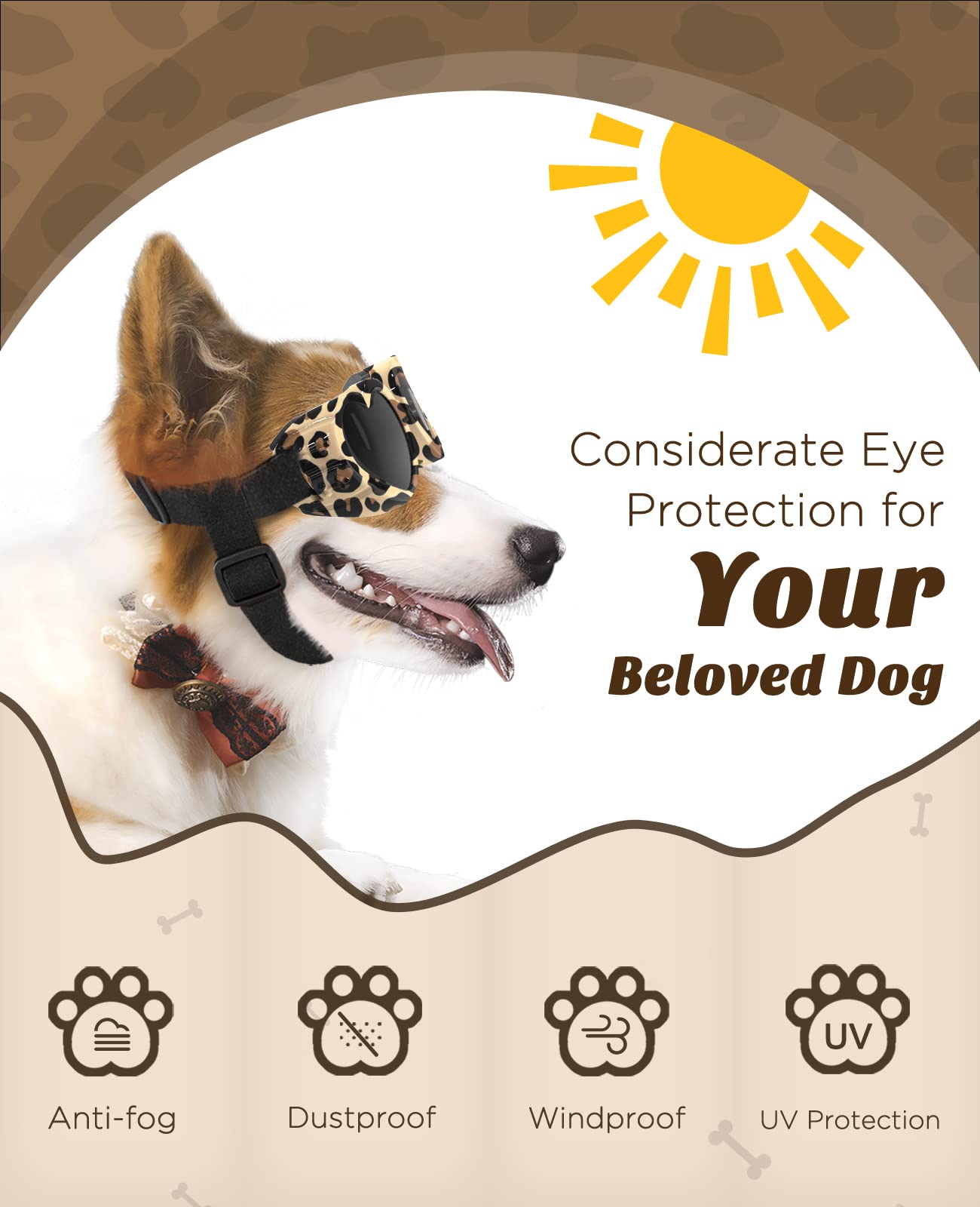 Small Dog Sunglasses UV Protection Goggles Eye Wear Protection with Adjustable Strap Doggy Heart Shape Anti-Fog Sunglasses for Pet Dogs Sun Glasses Doggie Windproof Glasses, Pink