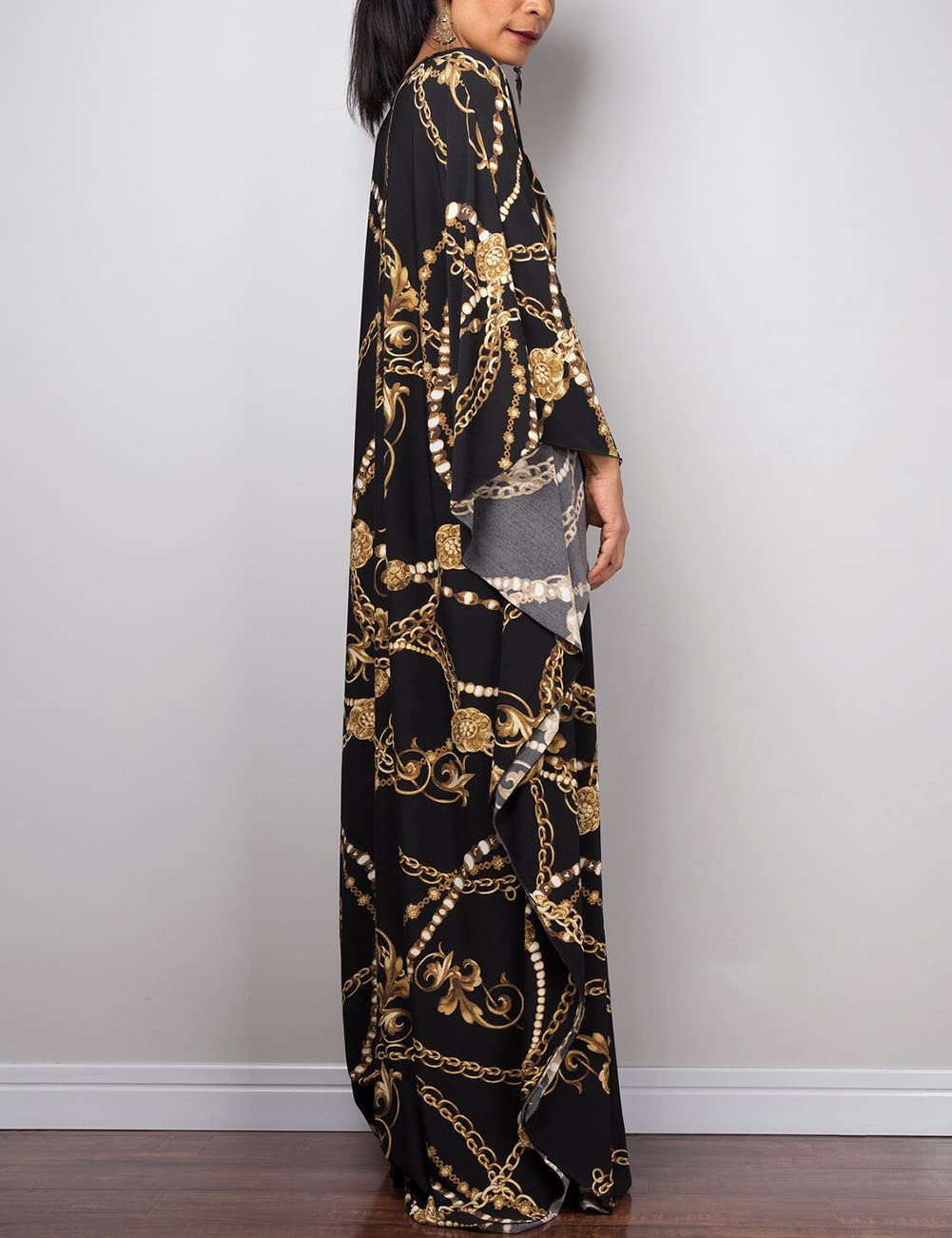 Bsubseach Women Ethnic Print Kaftan Beach Dress Plus Size Swimsuit Cover Up