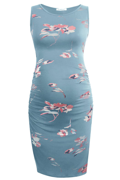 Smallshow Women's Sleeveless Maternity Dress Ruched Pregnancy Clothes
