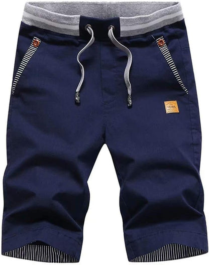 Big Boy's Casual Shorts Summer Cotton Classic Fit Drawstring Elastic Waist Beach Shorts with Pockets