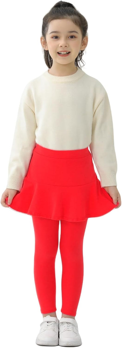Trendy Girls' Leggings with Skirt - 2 Pack of Cotton Ruffle Skirt Pants for Kids for 3-8 Years