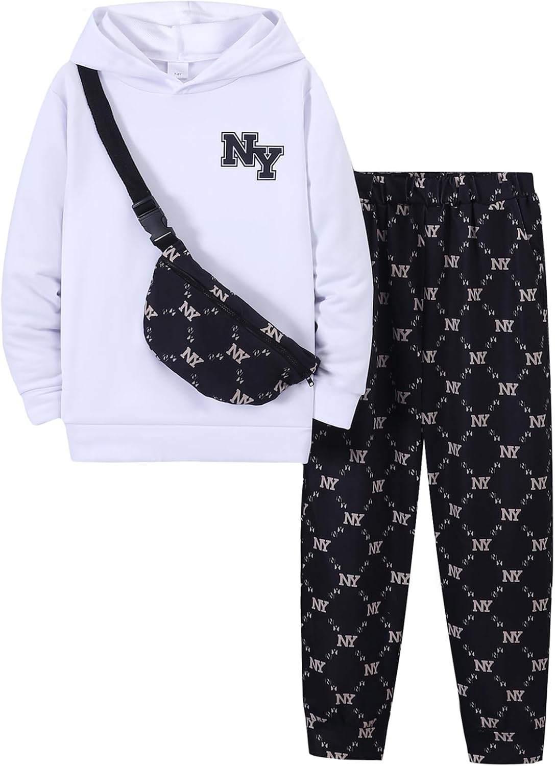 PureChapter Boys' Fashion 3Pcs Pullover Hoodies Sweatshirt Suit Crossbody Bag Stylish Clothes Kids Clothes