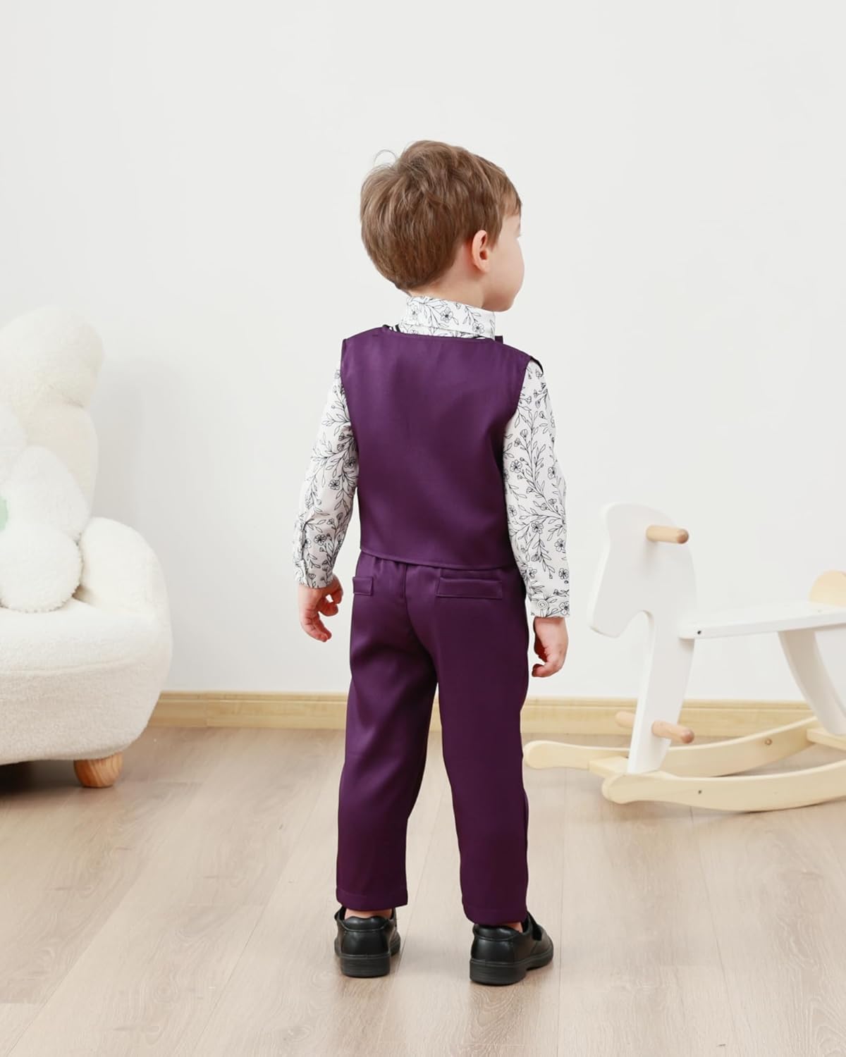 ZOEREA Toddler Boy Suit Formal Wedding Outfits Gentleman Clothes Long Sleeve Shirt + Suspender Pants + Bowtie