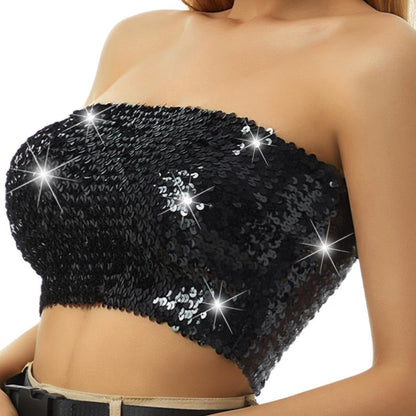 Nicute Sequin Tube Top Sparkly Crop Tops for Women