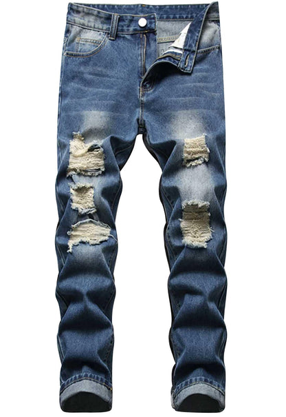 Boy's Skinny Fit Ripped Destroyed Distressed Fashion Kids Denim Jeans Pants