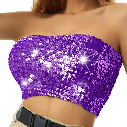 Nicute Sequin Tube Top Sparkly Crop Tops for Women