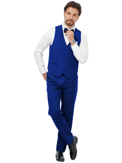 MAGE MALE Mens 3 Piece Suits Slim Fit Tuxedo Suit Set Soild Prom Wedding Suits One Button Blazer Vest Pants Set with Bow Tie