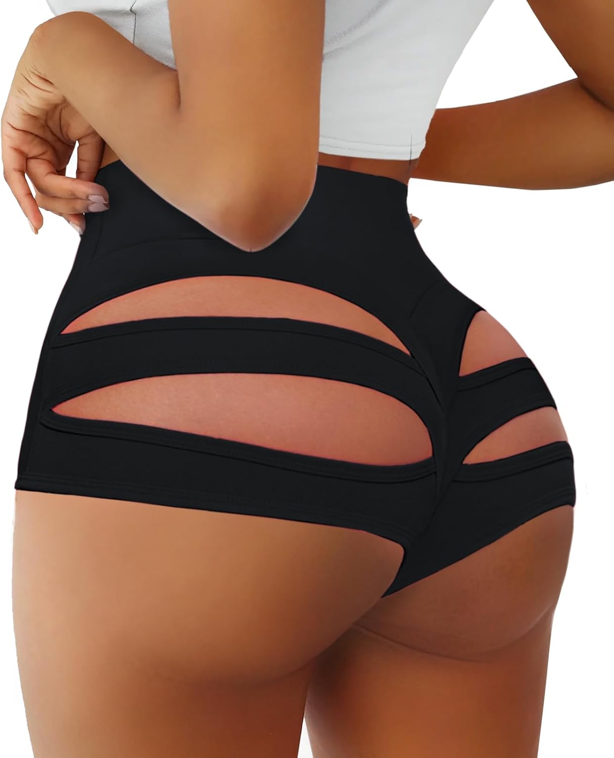 Cut Out Yoga Shorts Booty Butt Lifting Scrunch Shorts High Waisted Workout Gym Active Hot Pants