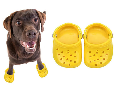 4 PCS Small Dog Sandals, Shoes for Dogs, Candy Colors Dog Sandals for Photo, Doggy Rubber Slipper Shoes Pink