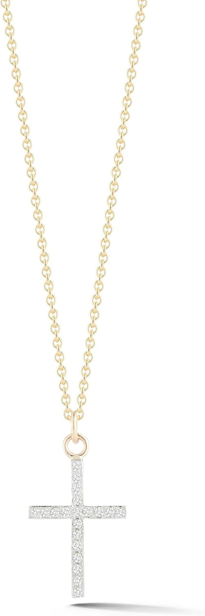 14kt Small Men's Diamond Cross Necklace