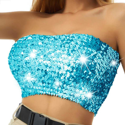 Nicute Sequin Tube Top Sparkly Crop Tops for Women