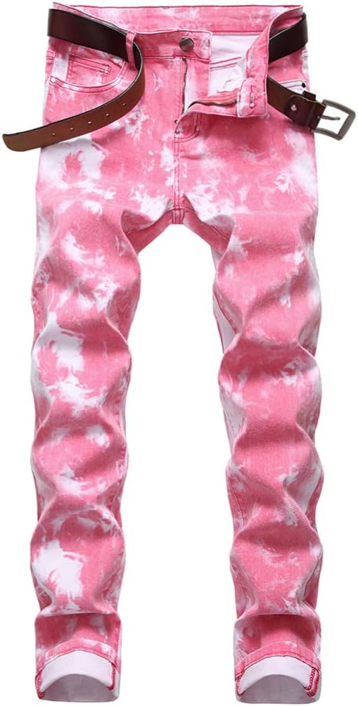 Baylvn Men's Casual Printed Slim Fit Jeans Skinny Denim Pants